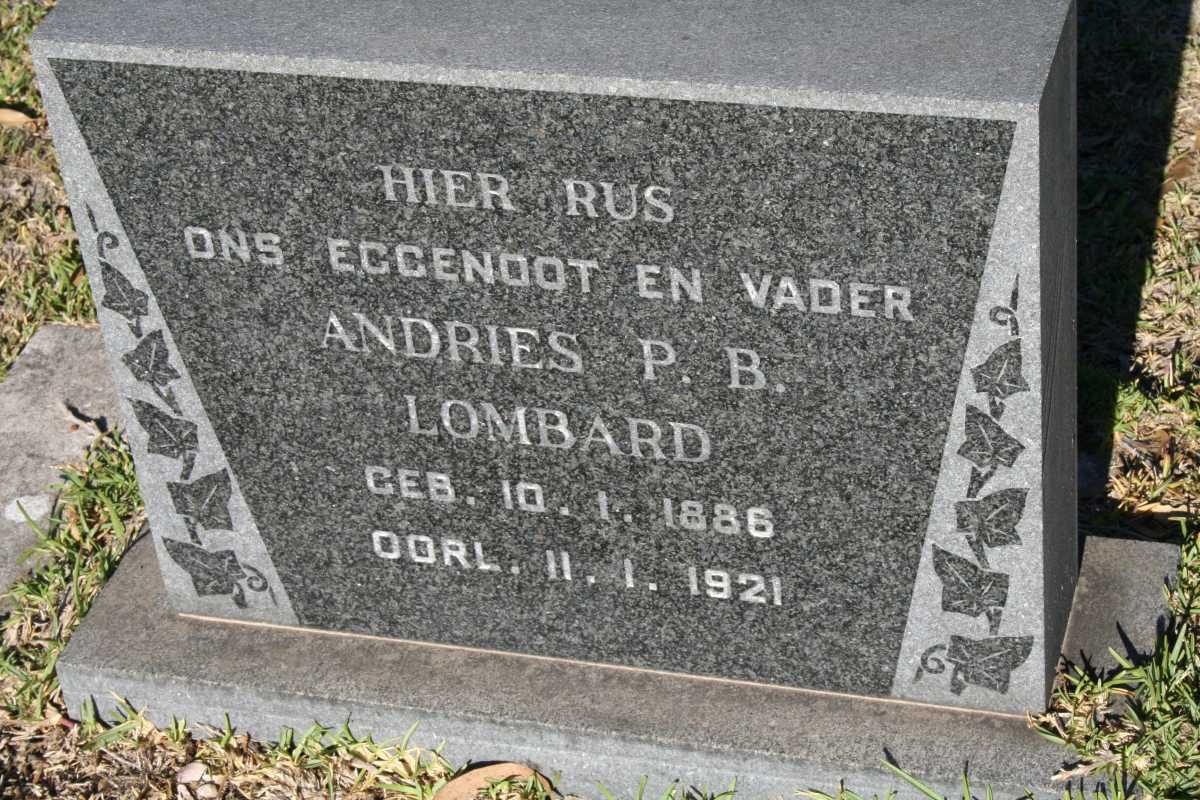 LOMBARD Andries P.B. 1886-1921