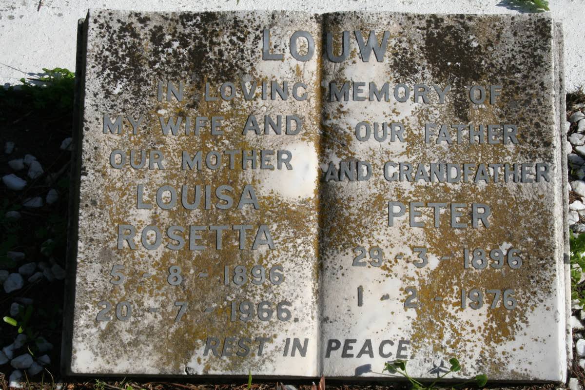 LOUW Peter 1896-1976 &amp; Louisa Rosetta 1896-1966