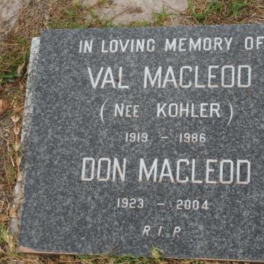 MACLEOD Don 1923-2004 & Val KOHLER 1919-1986