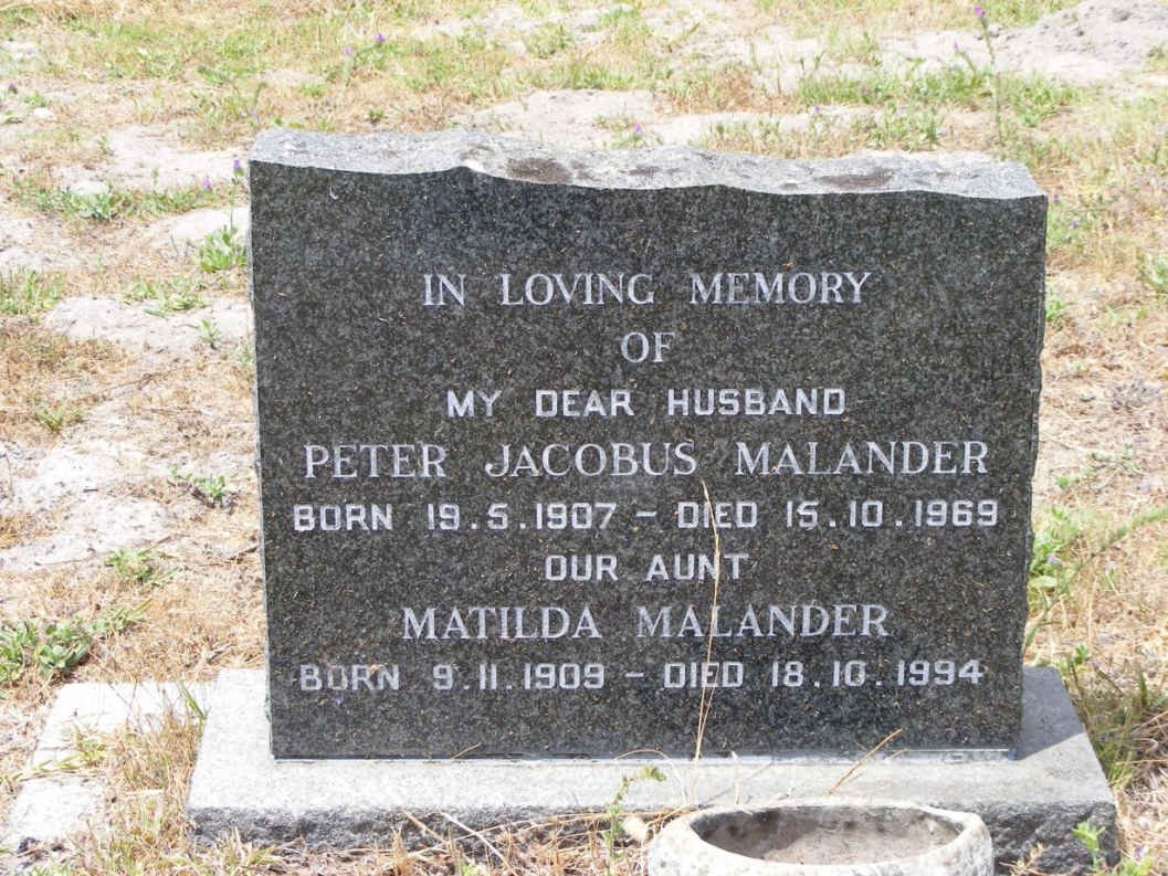 MALANDER Peter Jacobus 1907-1969 :: MALANDER Matilda 1909-1994
