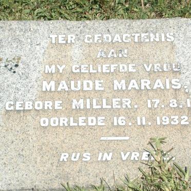 MARAIS Maude nee MILLER 1906-1932