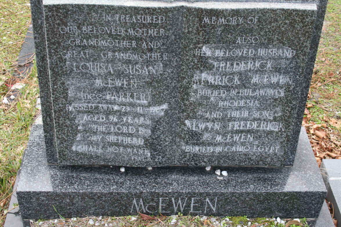 MCEWEN Frederick Merrick & Louisa Susan PARKER -1980 :: MCEWEN Alwyn Frederick