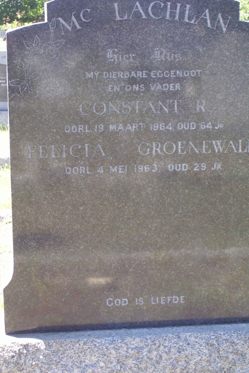 MCLACHLAN Constant R. -1964 :: GROENEWALD Felicia -1963
