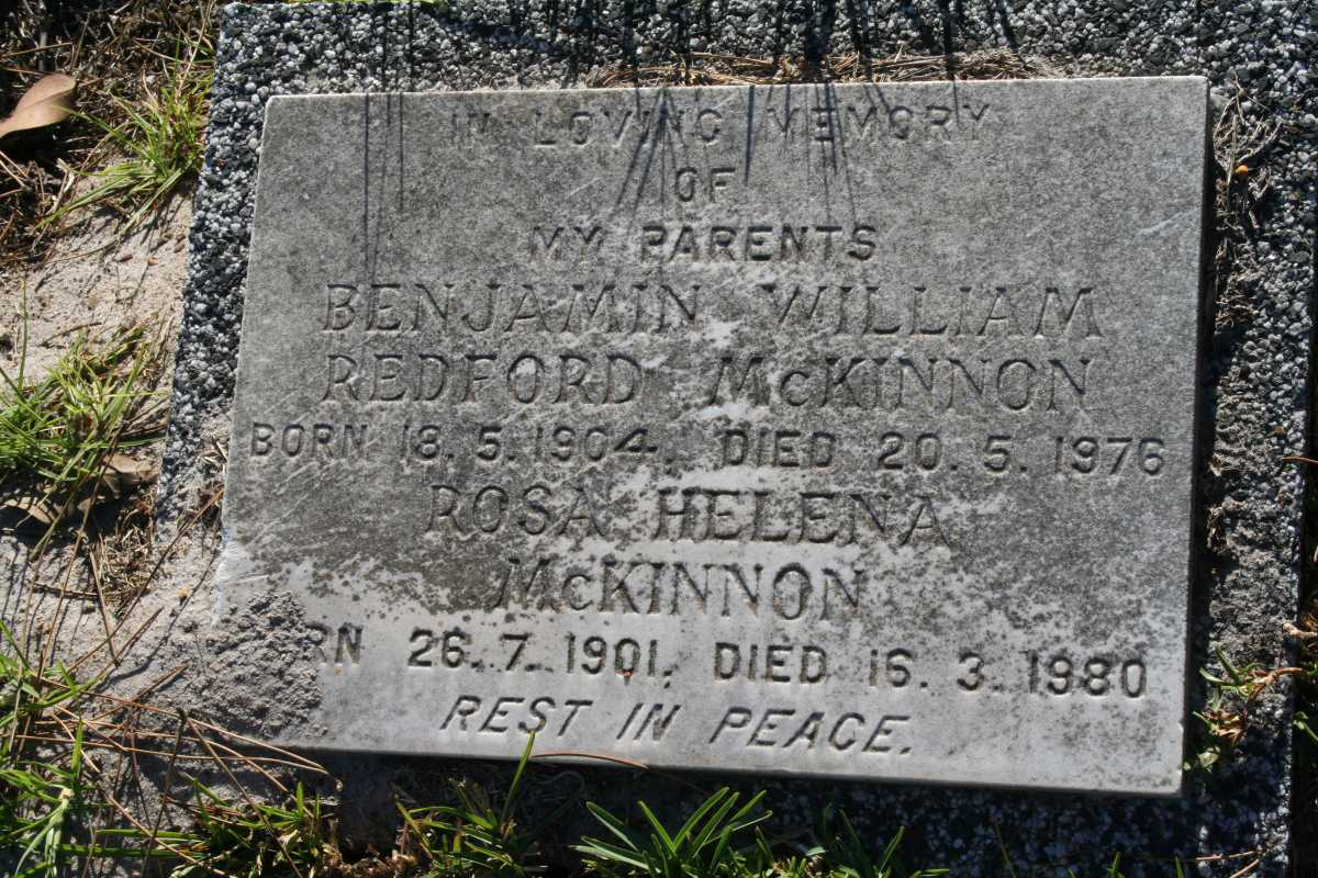 MCKINNON Benjamin William Redford 1904-1976 & Rosa Helena 1901-1980