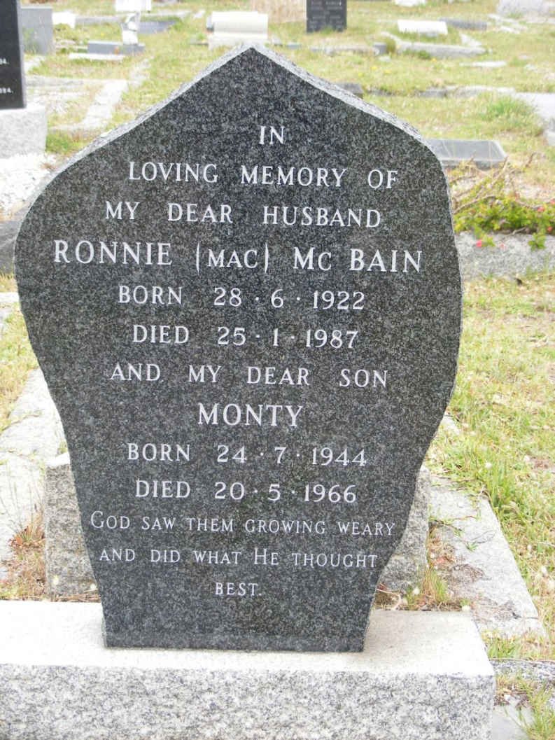 MCBAIN Ronnie 1922-1987:: MCBAIN Monty 1944-1966