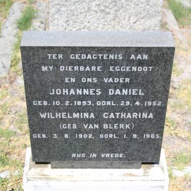 MERWE Johannes Daniel, van der 1893-1952 & Wilhelmina Catharina VAN BLERK 1902-1965