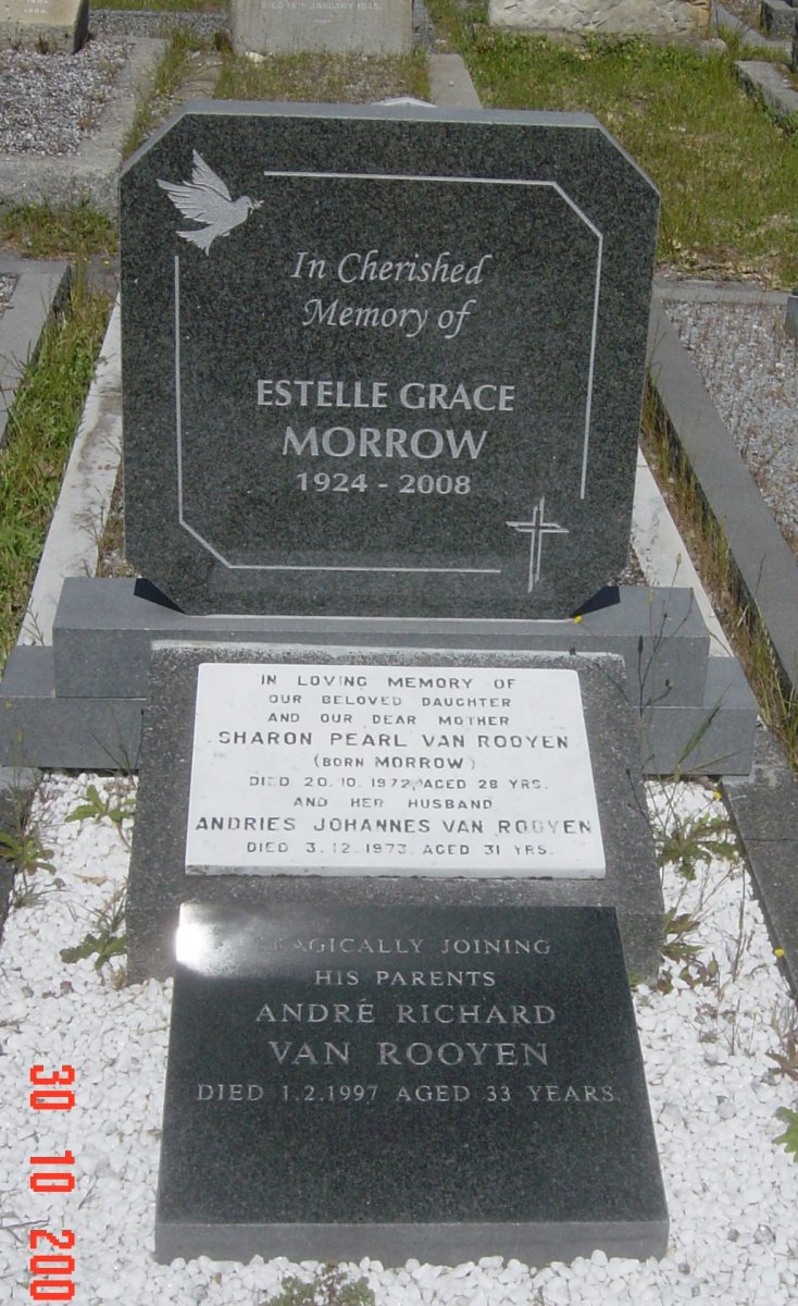 MORROW Estelle Grace 1924-2008 :: VAN ROOYEN Andries Johannes -1973 & Sharon Pearl MORROW -1972 :: VAN ROOYEN Andre Richard -1997 