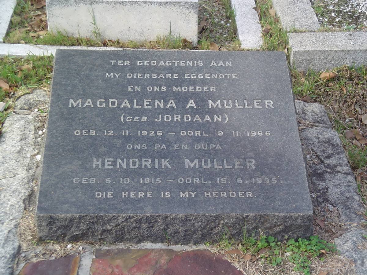 MULLER Hendrik 1915-1995 &amp; Magdalena A. JORDAAN 1926-1965