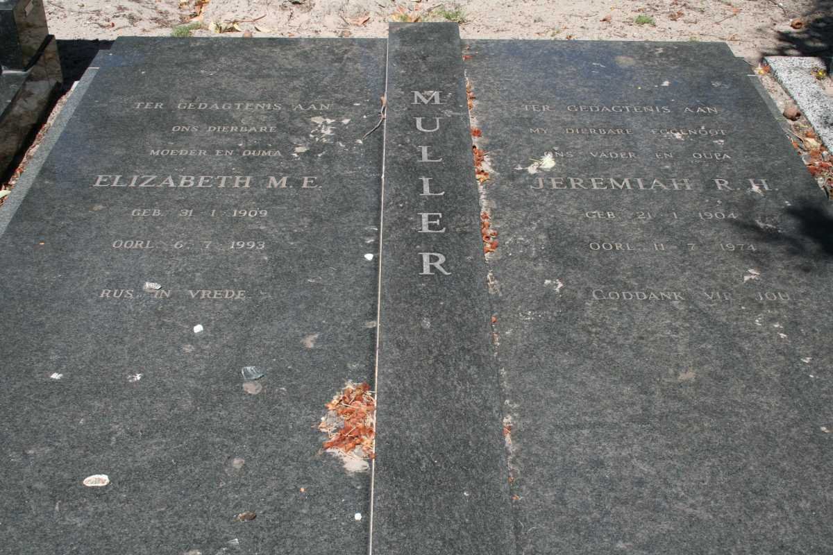 MULLER Jeremiah R.H. 1904-1974 &amp; Elizabeth M.E. 1909-1993