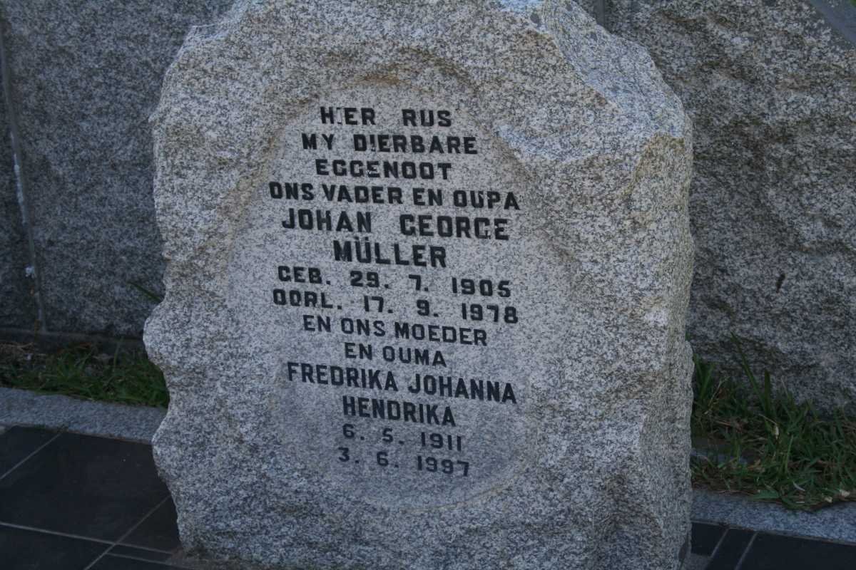 MÜLLER Johan George 1905-1978 &amp; Fredrika Johanna Hendrika 1911-1997