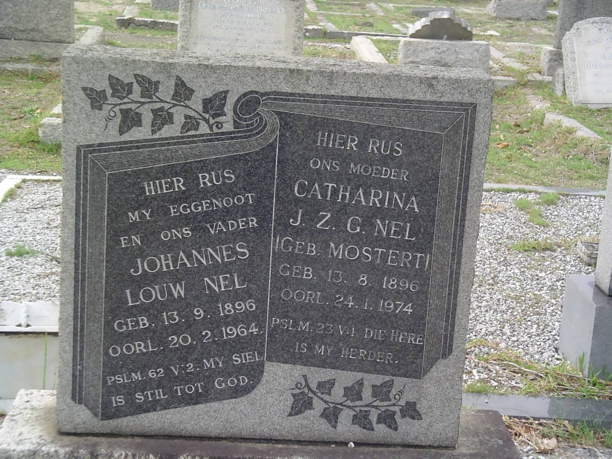 NEL Johannes Louw 1896-1964 &amp; Catharina J.Z.G. MOSTERT 1896-1974