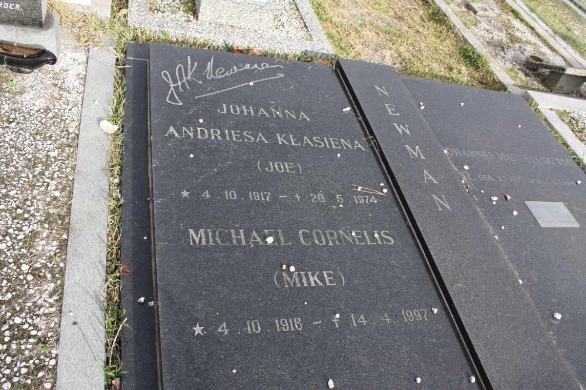 NEWMAN Michael Cornelis 1916-1997 &amp; Johanna Andriesa Klasiena 1917-1974