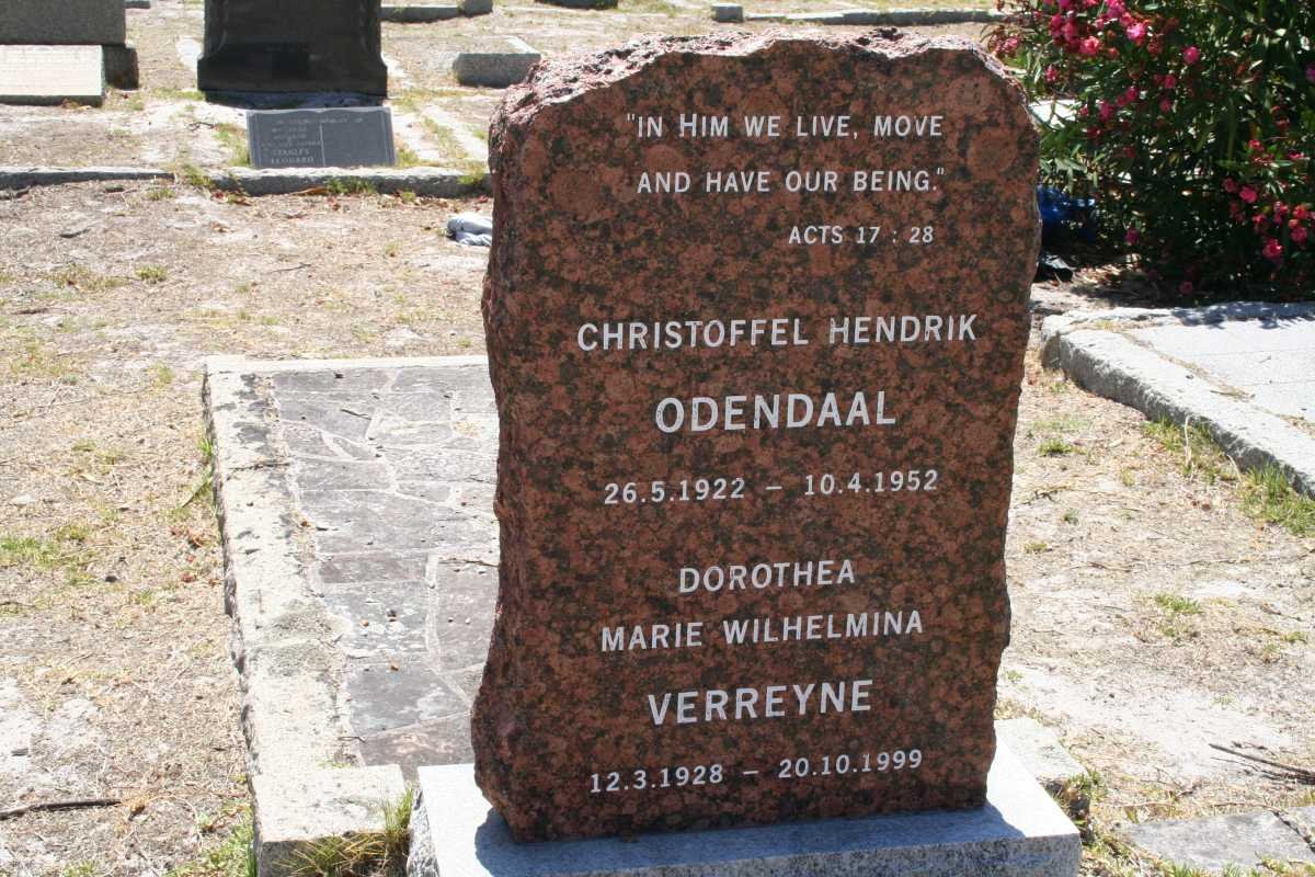 ODENDAAL Christoffel Hendrik 1922-1952 :: VERREYNE Dorothea Marie Wilhelmina 1928-1999
