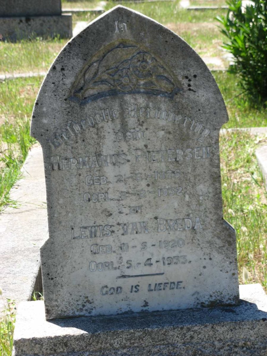 PIETERSEN Hermanus 1875-1932 :: VAN BREDA Lewis 1920-1933