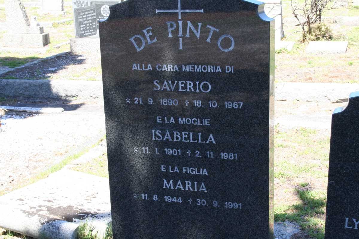 PINTO Saverio, de 1890-1967 &amp; Isabella 1901-1981 :: PINTO Maria, de 1944-1991