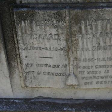 PICKARD Jan Albertus 1852-1940 &amp; Aletta SMUTS 1856-1946