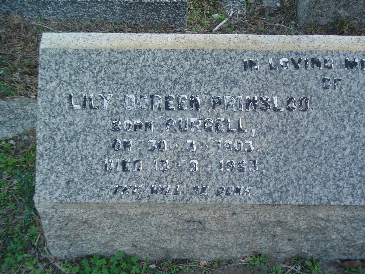 PRINSLOO Lily Doreen nee PURGELL 1903-1963