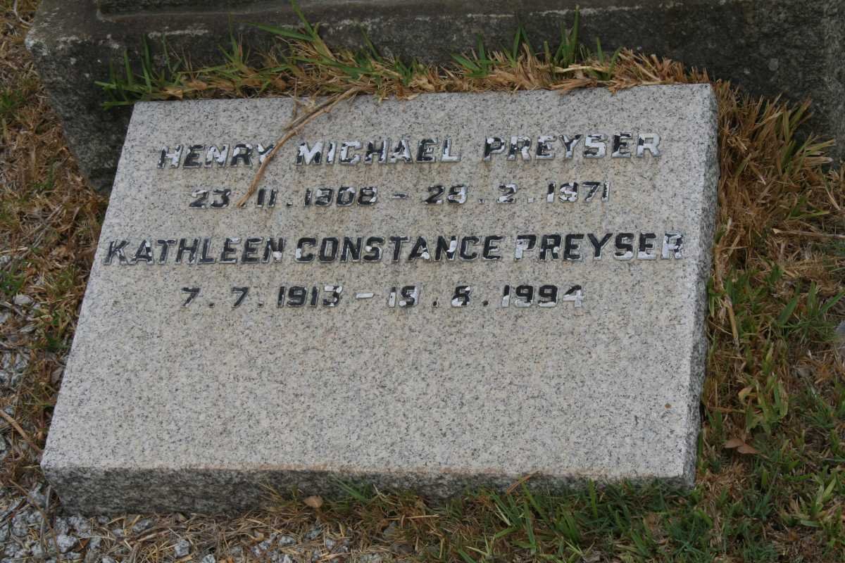 PREYSER Henry Michael 1908-1971 &amp; Kathleen Constance 1913-1994