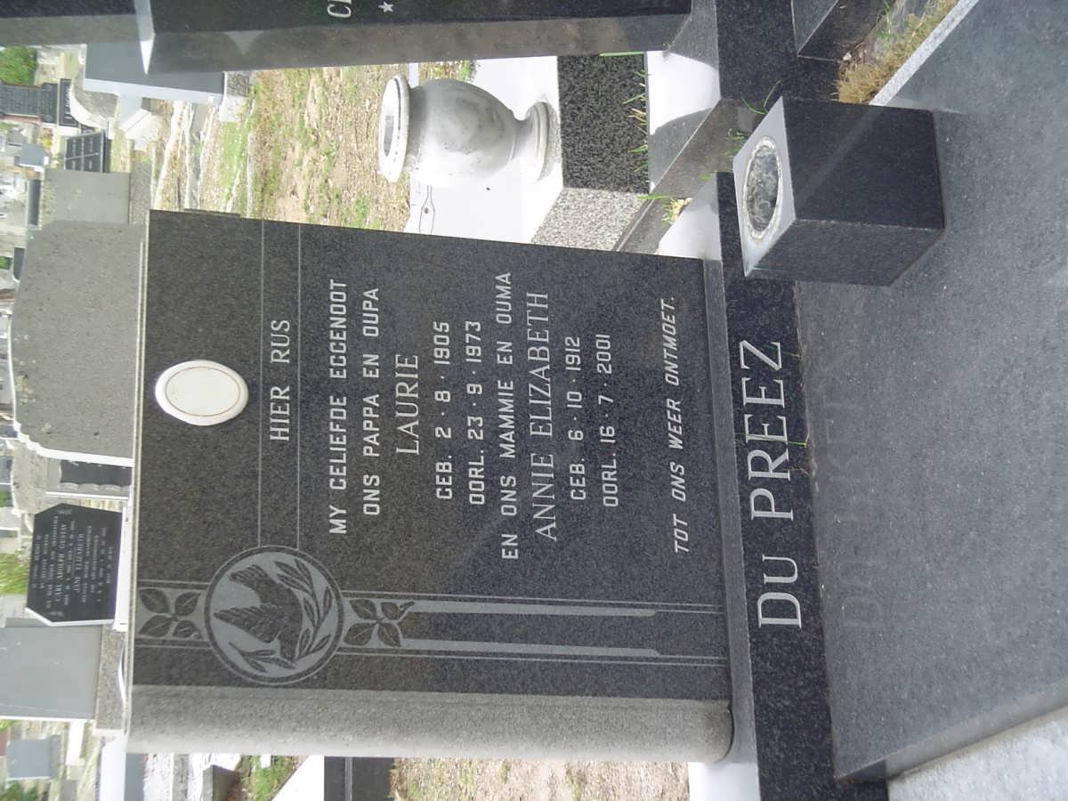PREEZ Laurie, du 1905-1973 &amp; Annie Elizabeth 1912-2001