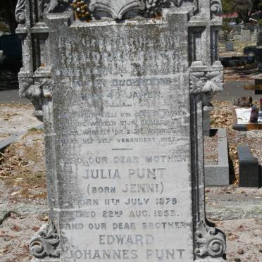 PUNT Hendrick -1919 &amp; Julia JENNI 1879-1953 :: PUNT Edward Johannes 1919-1955