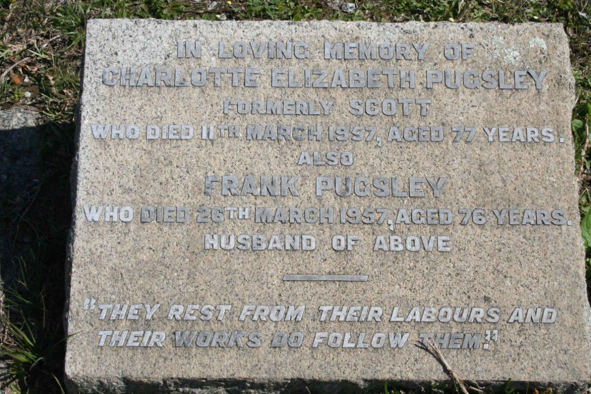 PUGSLEY Frank -1957 &amp; Charlotte Elizabeth SCOTT -1957