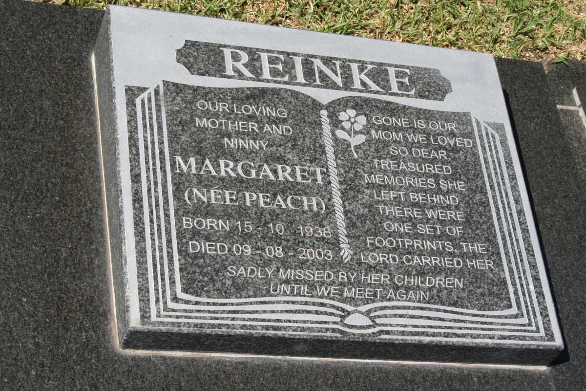 REINKE Margaret nee PEACH 1938-2003