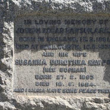 RAWSON Joseph Edgar 1881-1938 &amp; Susanna Dorothea BOSMAN 1893-1984