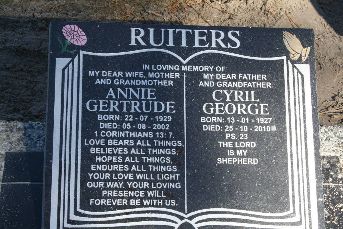 RUITERS Cyril George 1927-2010 &amp; Annie Gertrude 1929-2002