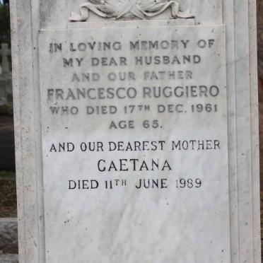 RUGGIERO Francesco -1961 &amp; Gaetana -1989