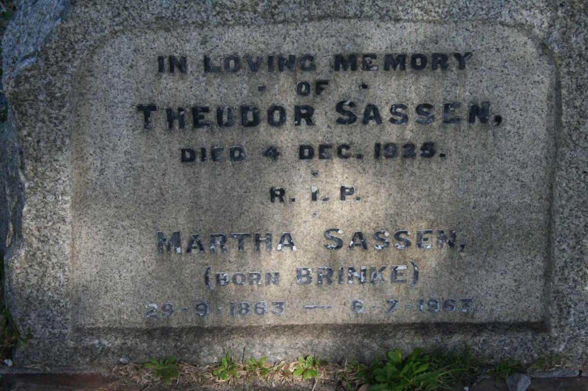 SASSEN Theodor -1925 &amp; Martha BRINKE 1863-1963