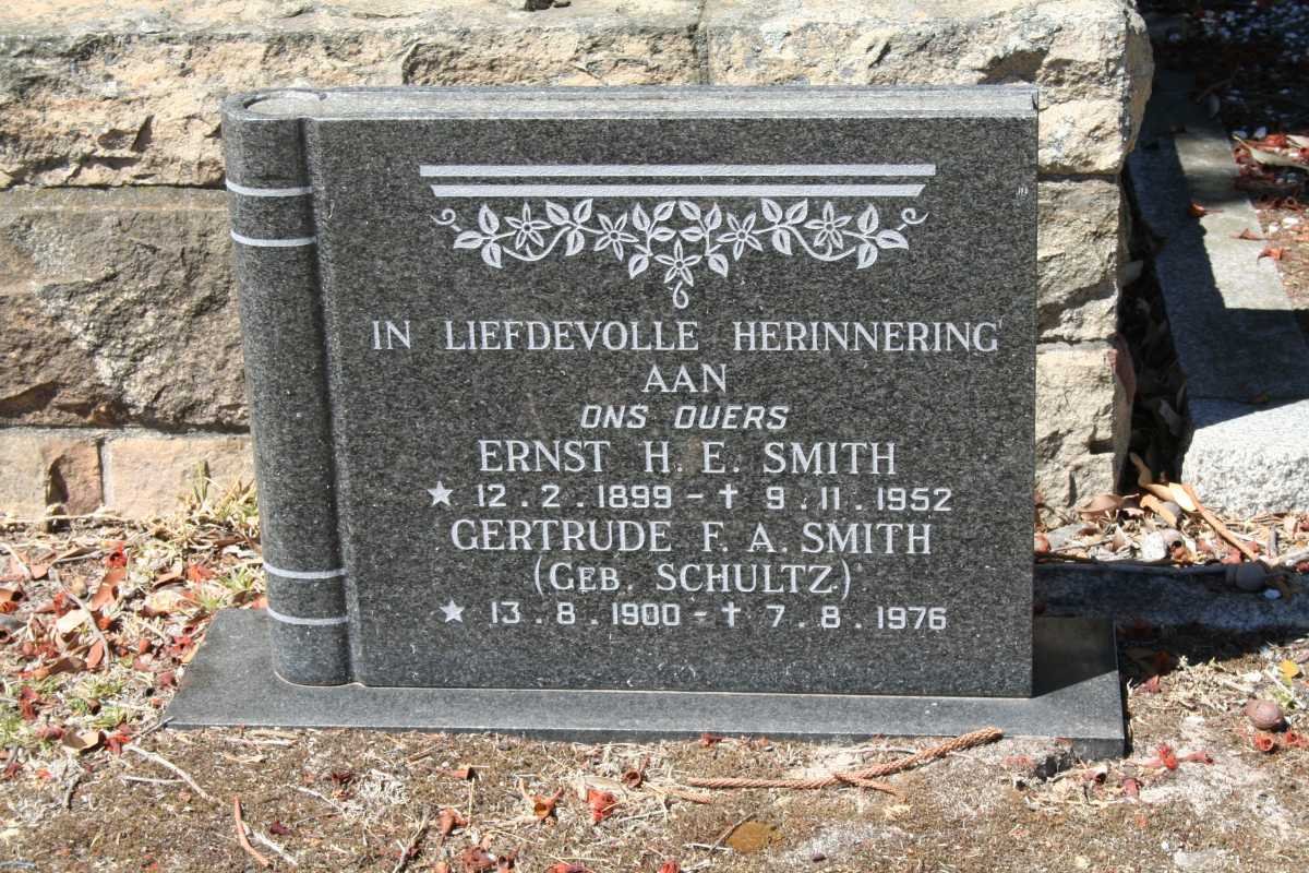 SMITH Ernst H.E. 1899-1952 &amp; Gertrude F.A. SCHULTZ 1900-1976