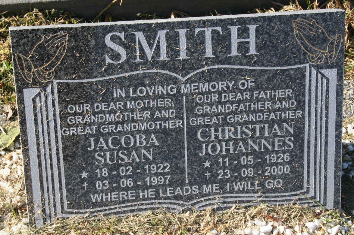 SMITH Christian Johannes 1926-2000 &amp; Jacoba Susan 1922-1997