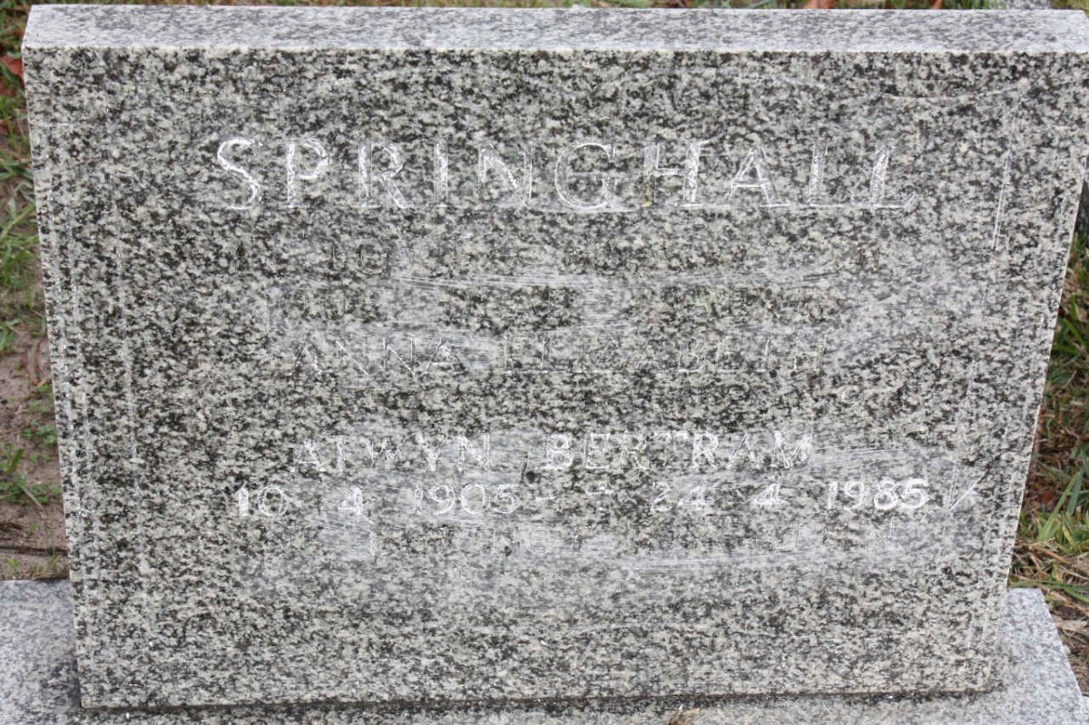 SPRINGHALL Alwyn Bertram 1905-1985 &amp; Anna Elizabeth 1903-1975