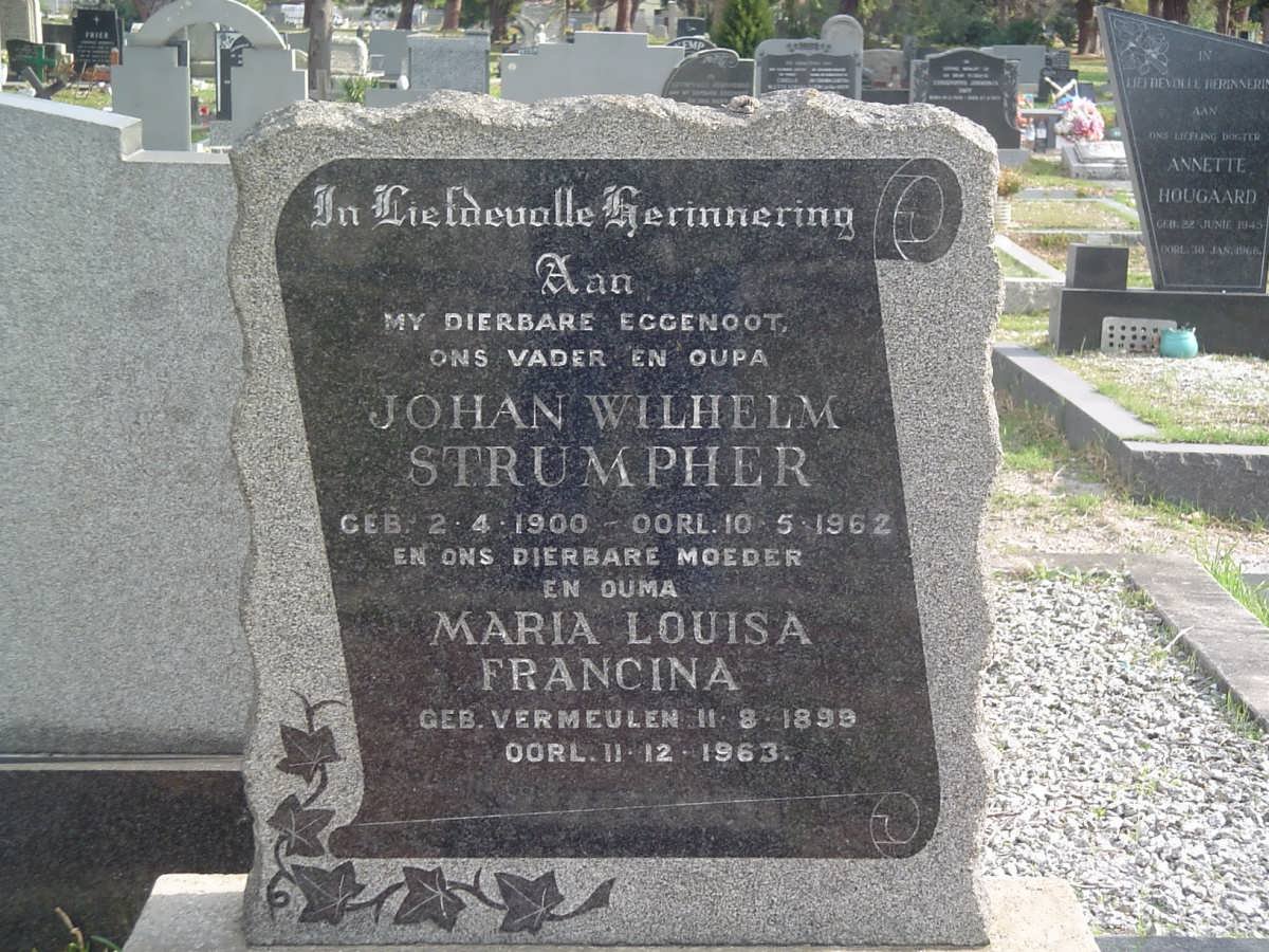 STRUMPHER Johan Wilhelm 1900-1962 &amp; Maria Louisa Francina VERMEULEN 1899-1963