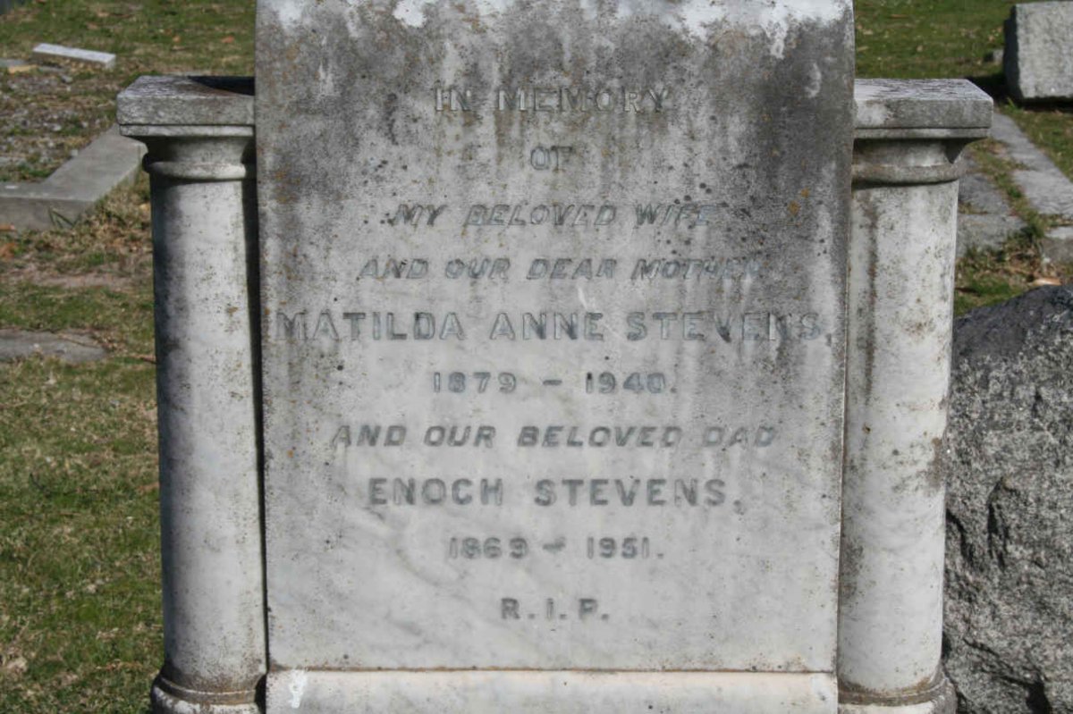 STEVENS Enoch 1869-1951 &amp; Matilda Ann 1879-1940