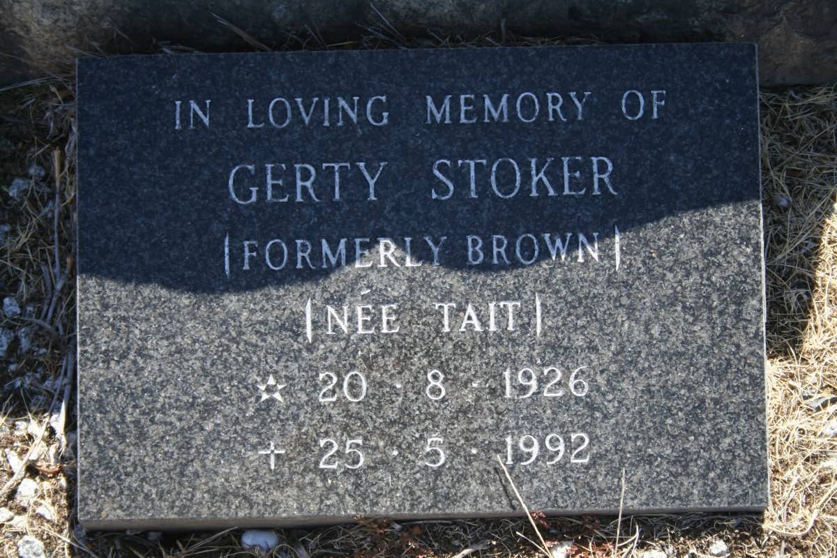 STOKER Gerty formerly BROWN nee TAIT 1926-1992