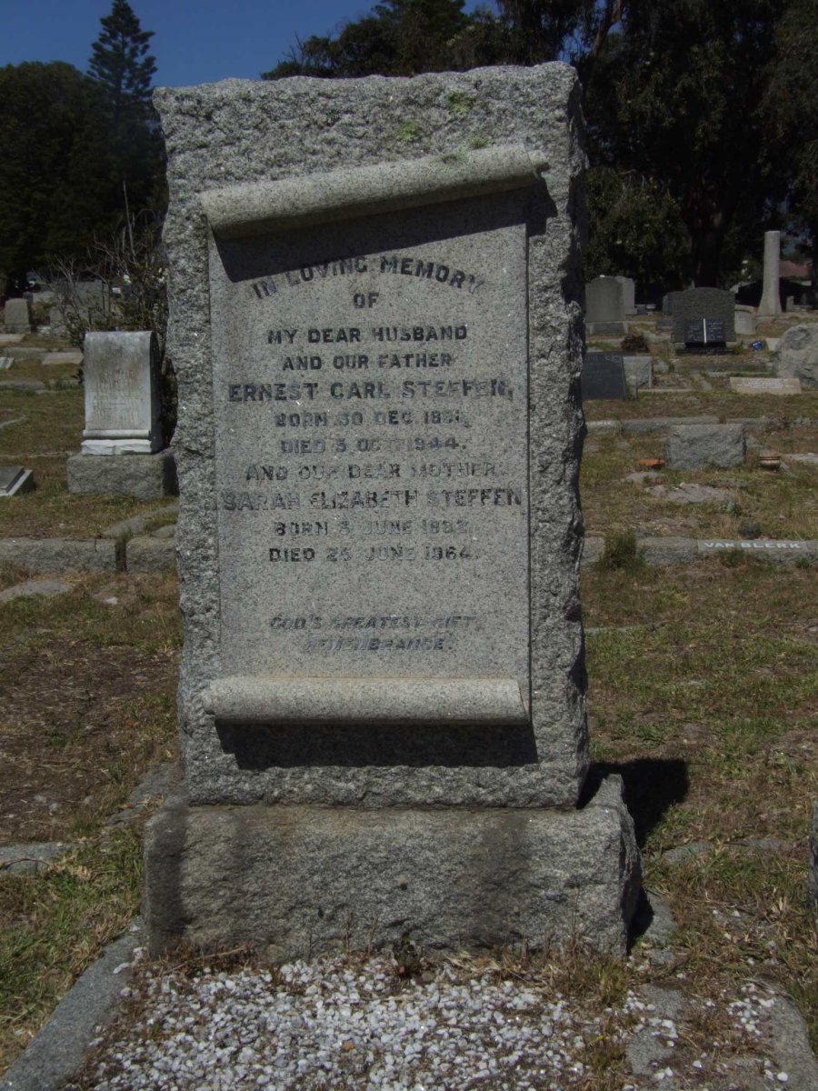 STEFFEN Ernest Carl 1891-1944 &amp; Sarah Elizabeth 1882-1964