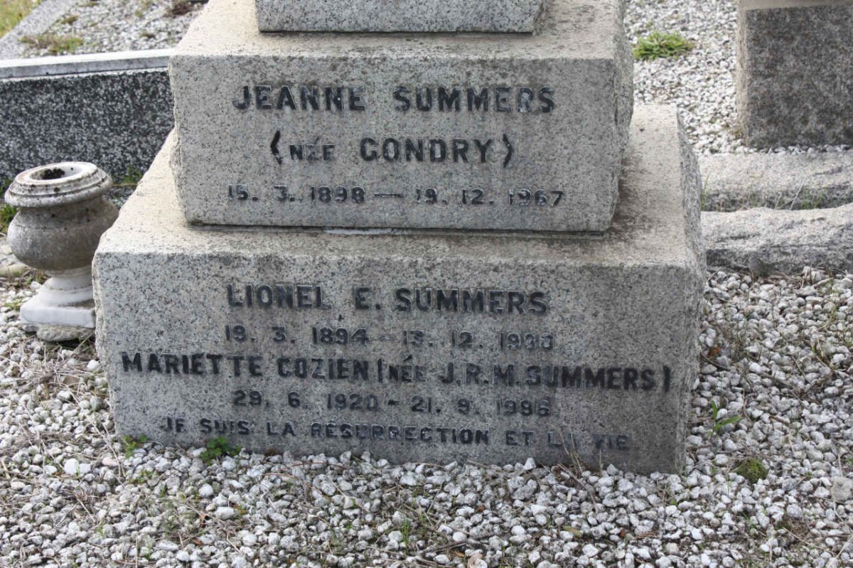 SUMMERS Lionel E. 1894-1930 &amp; Jeanne GONDRY 1898-1967 :: COZIEN J.R.M. nee SUMMERS 1920-1986