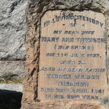 THOMSON George Wilson -1941 &amp; Mary Ann SHAND -1932