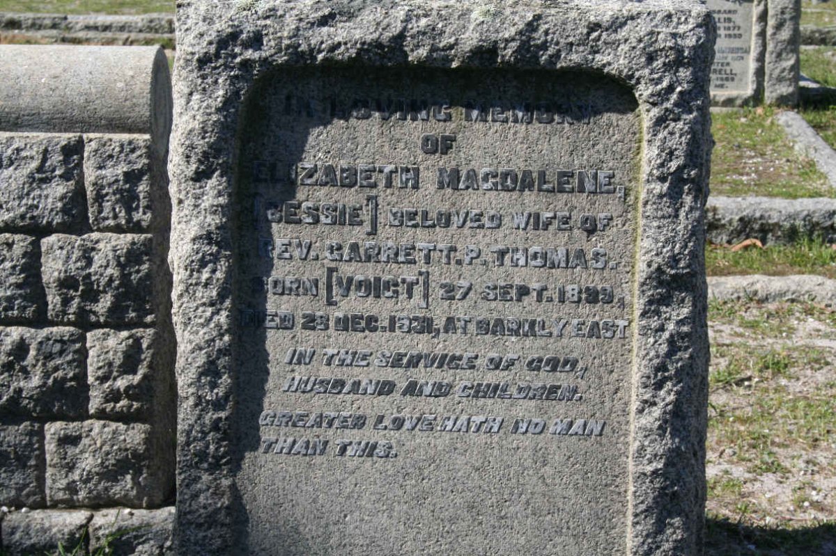 THOMAS Elizabeth Magdalene nee VOIGT 1899-1931