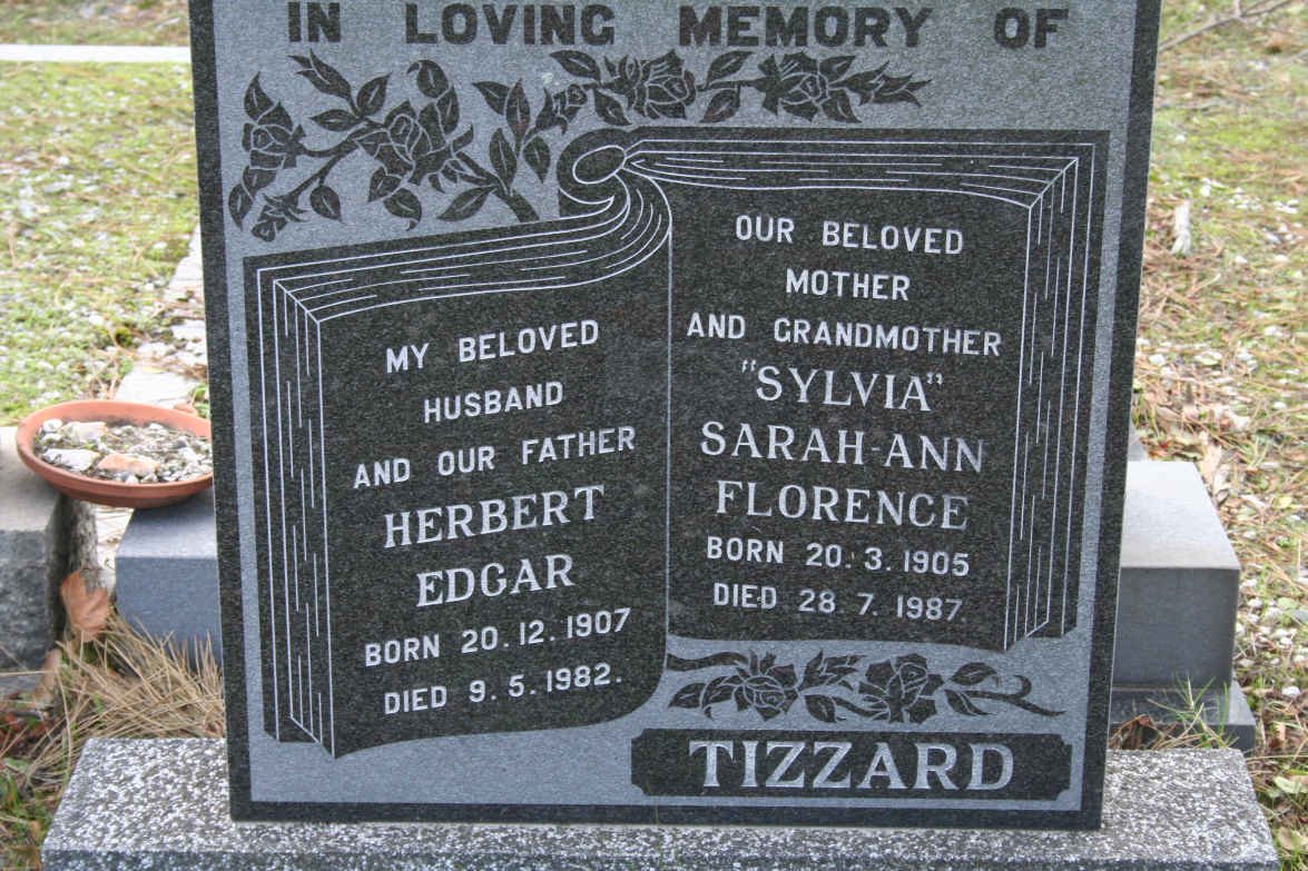 TIZZARD Herbert Edgar 1907-1982 &amp; Sarah-Ann Florence 1905-1987 