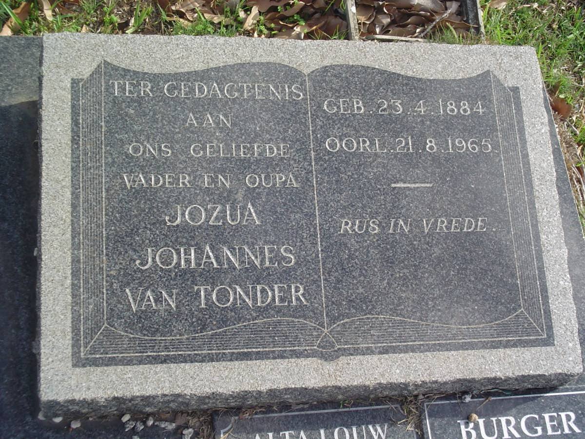 TONDER Jozua Johannes, van 1884-1965