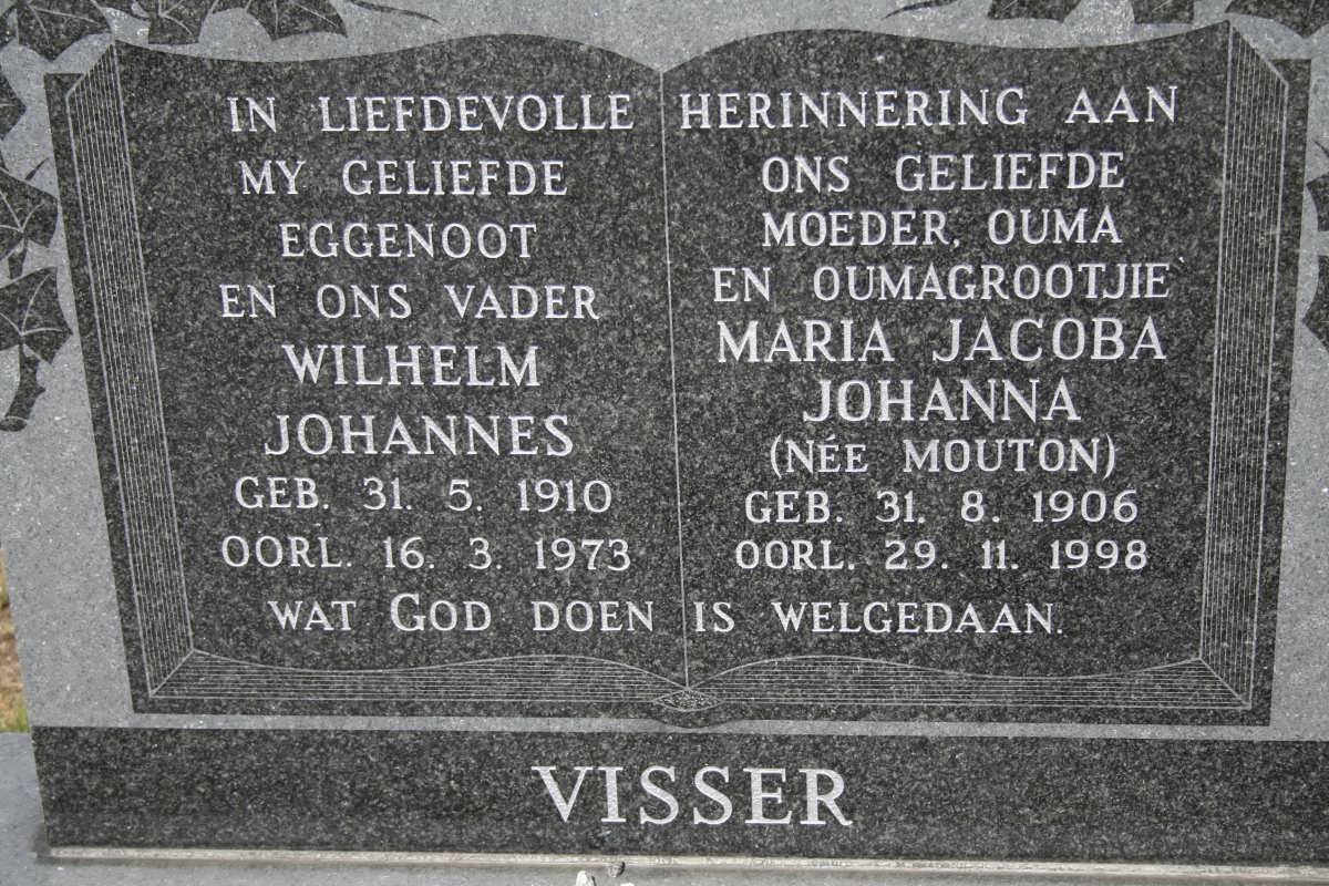 VISSER Wilhelm Johannes 1910-1973 &amp; Maria Jacoba Johanna MOUTON 1906-1998