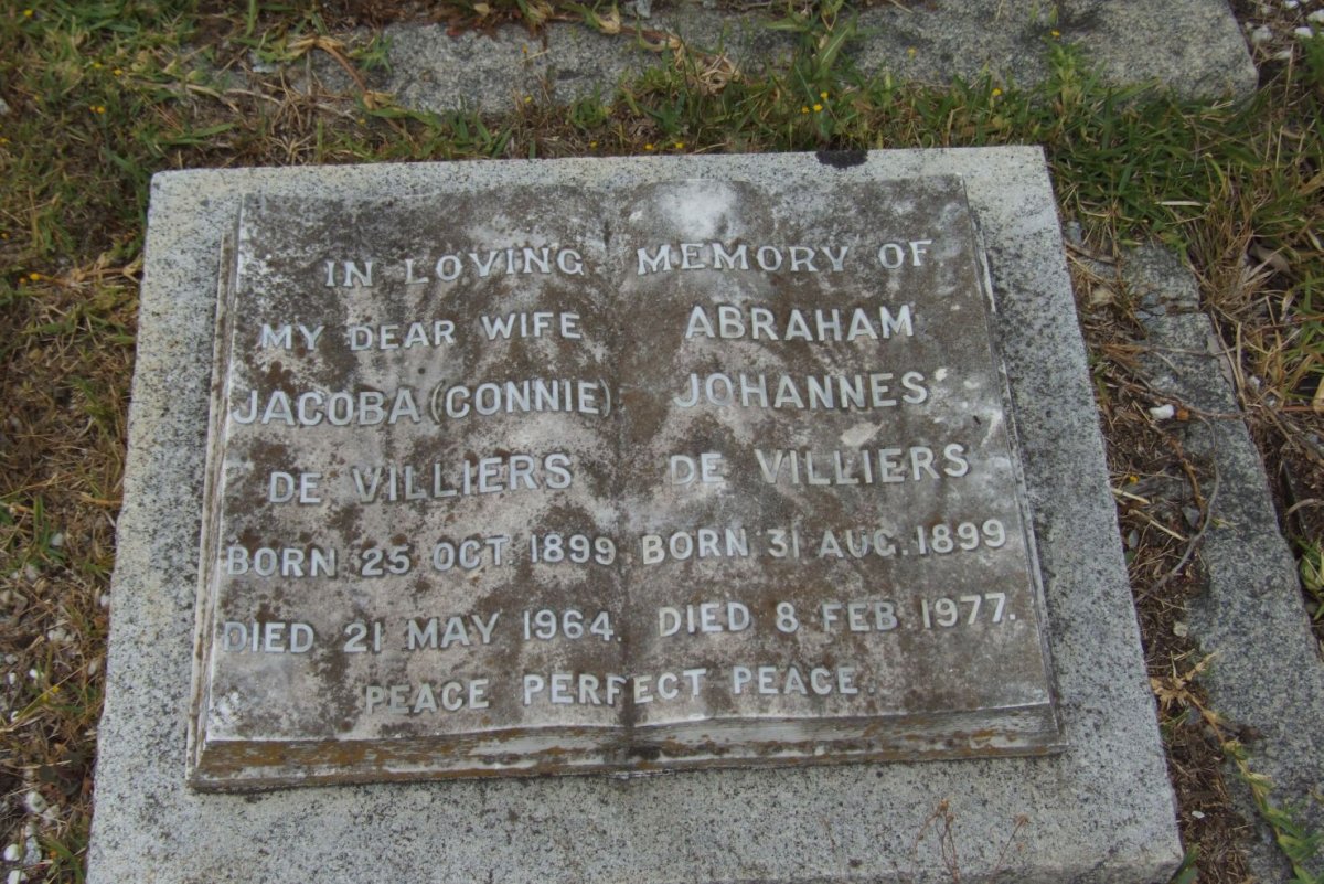 VILLIERS Abraham Johannes, de 1899-1977 &amp; Jacoba 1899-1964