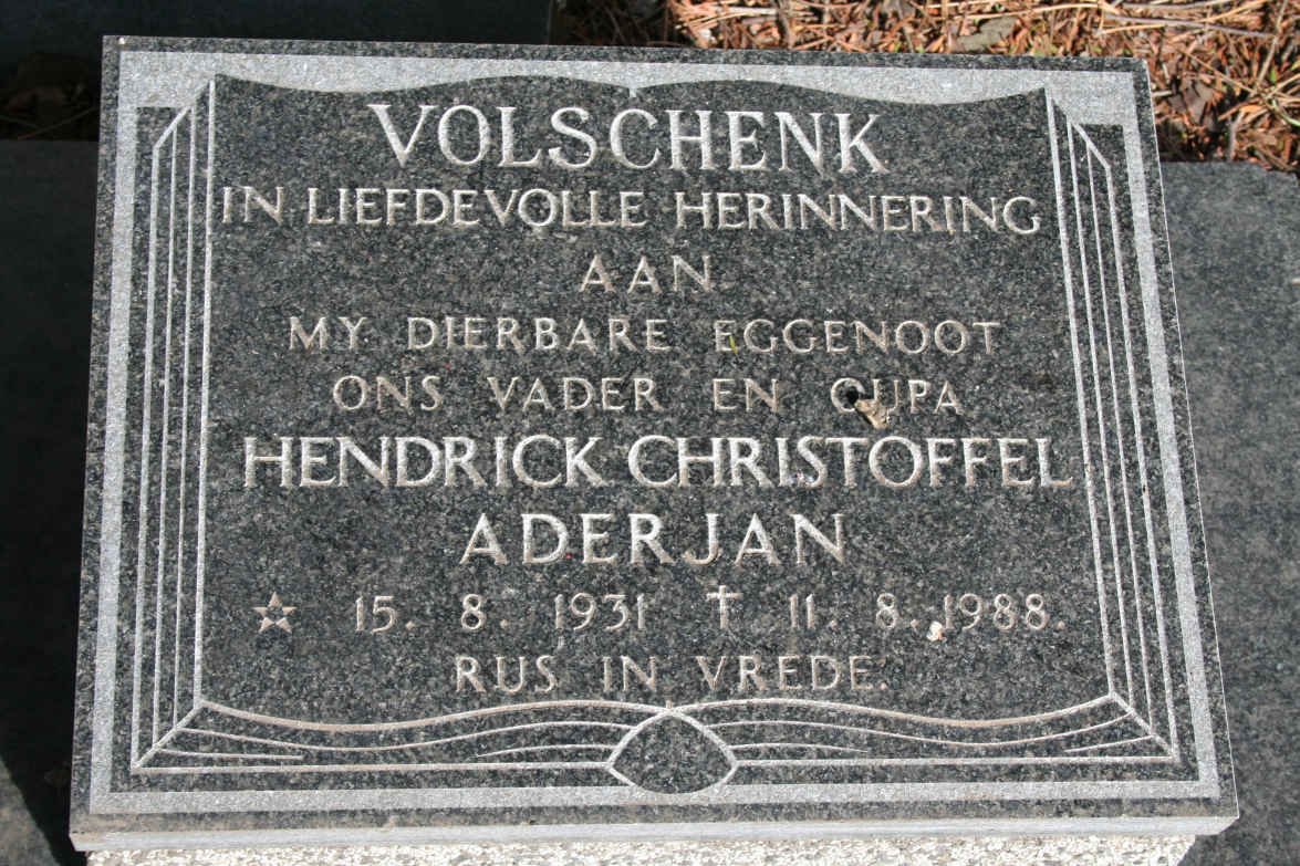 VOLSCHENK Hendrick Christoffel Aderjan 1931-1988