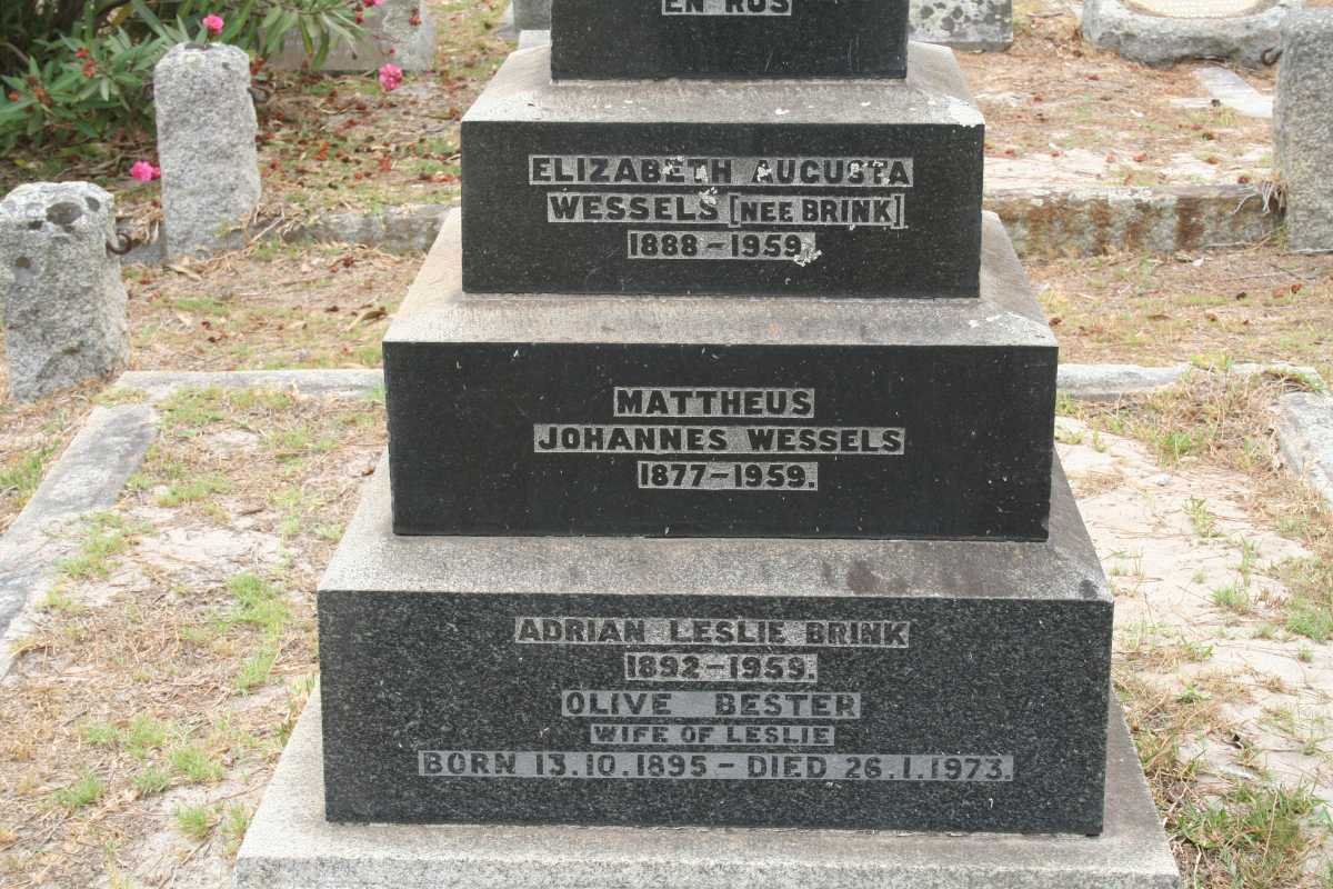 WESSELS Mattheus Johannes 1877-1959 &amp; Elizabeth Augusta BRINK 1888-1959