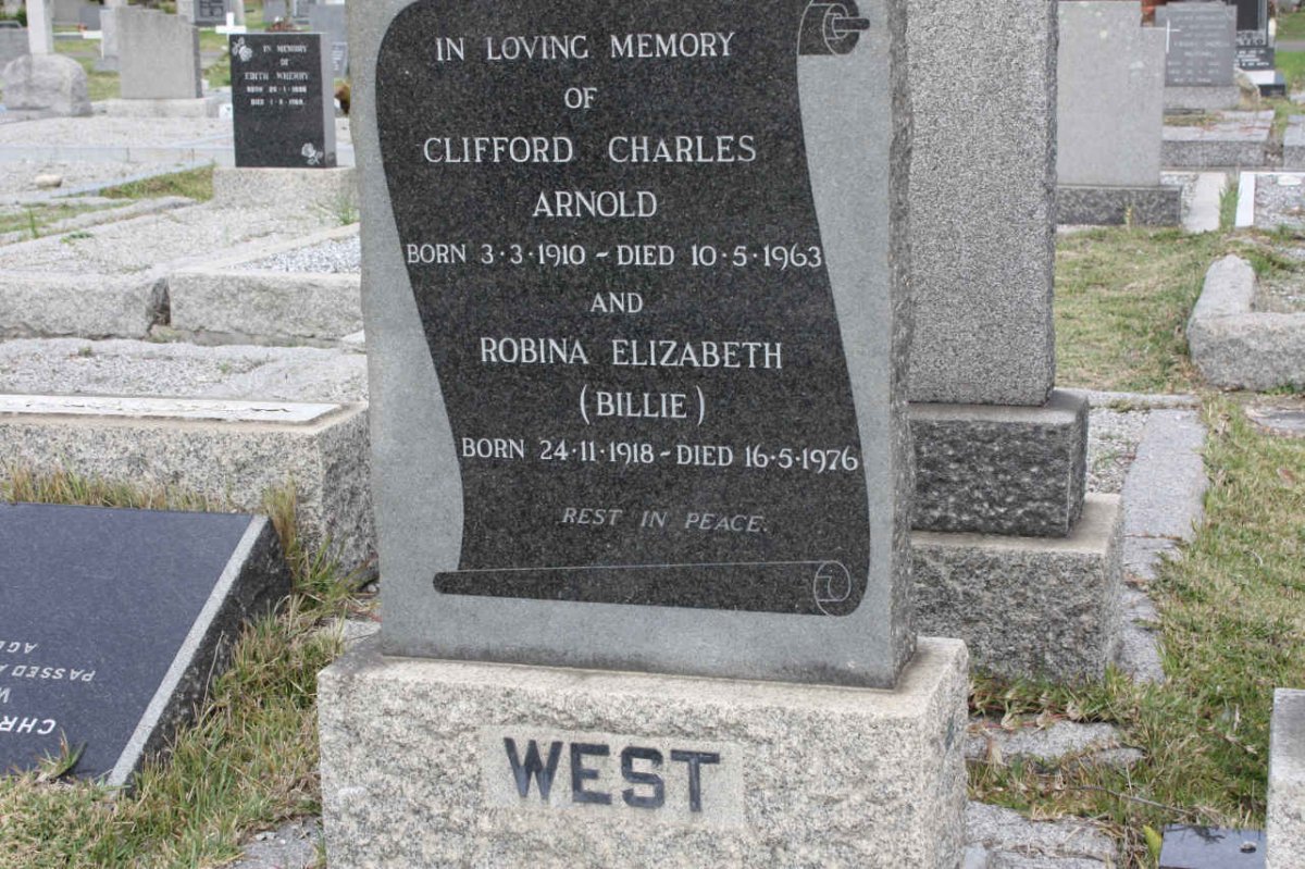 WEST Clifford Charles Arnold 1910-1963 &amp; Robina Elizabeth 1918-1976