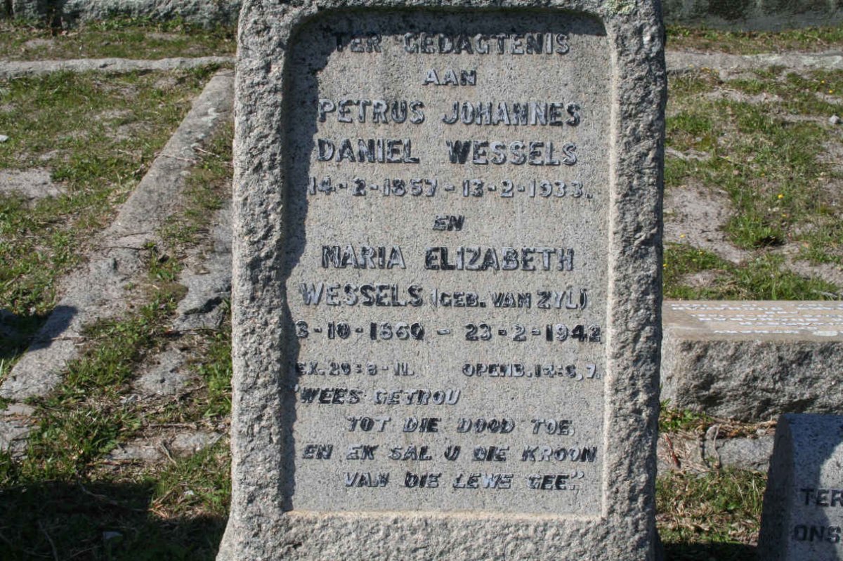 WESSELS Petrus Johannes Daniel 1857-1933 &amp; Maria Elizabeth VAN ZYL 1860-1942