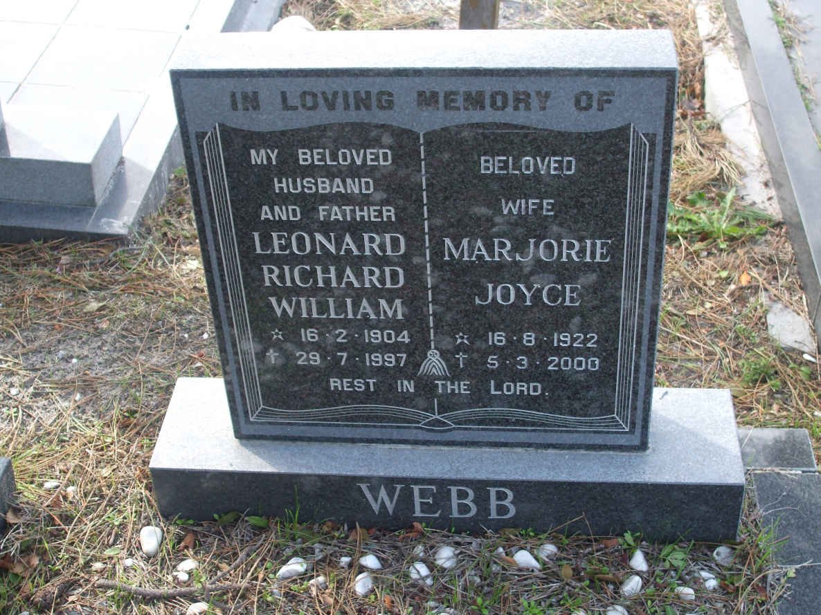 WEBB Leonard Richard William 1904-1997 &amp; Marjorie Joyce 1922-2000