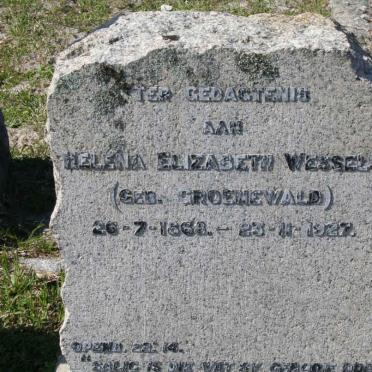 WESSELS Helena Elizabeth nee GROENEWALD 1868-1927